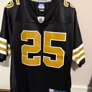 New Orleans Saints Reggie Bush #25 Reebok NFL Football Jersey Black Gold Men’s M